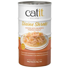 Catit Divine Shreds Chicken with Salmon & Pumpkin in Jelly Canned Cat Food Topper 4-Pack