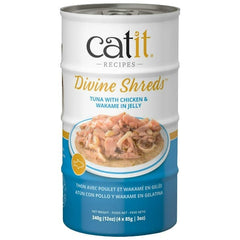 Catit Divine Shreds Tuna with Chicken & Wakame in Jelly Canned Cat Food Topper 4-Pack