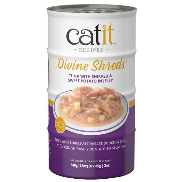 Catit Divine Shreds Tuna with Shirasu & Sweet Potato in Jelly Canned Cat Food Topper 4-Pack
