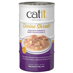 Catit Divine Shreds Tuna with Shirasu & Sweet Potato in Jelly Canned Cat Food Topper 4-Pack