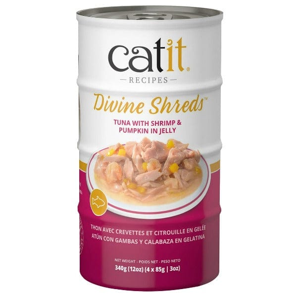 Catit Divine Shreds Tuna with Shrimp & Pumpkin in Jelly Canned Cat Food Topper 4-Pack