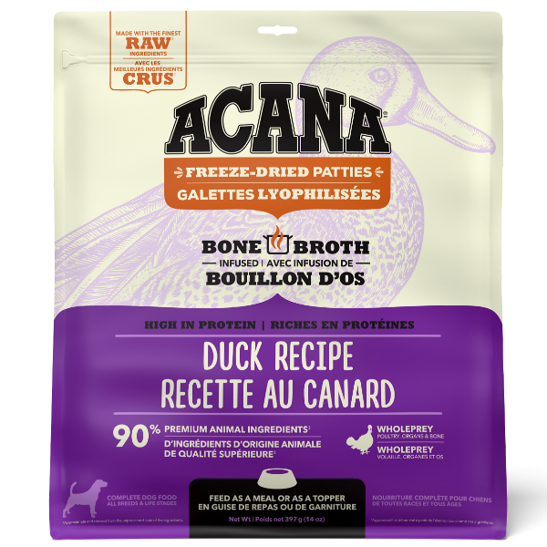 ACANA Duck Recipe Freeze Dried Dog Food, Patties