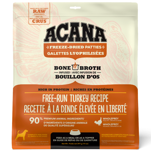 ACANA Free-Run Turkey Recipe Freeze Dried Dog Food, Patties