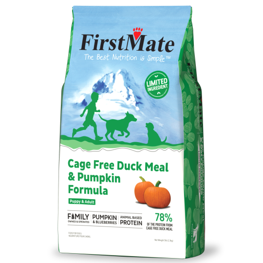 FirstMate LID Cage Free Duck Meal & Pumpkin Formula Dry Dog Food, 5lb