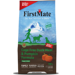 FirstMate LID Cage Free Duck Meal & Pumpkin Formula Small Bites Dry Dog Food, 4lb