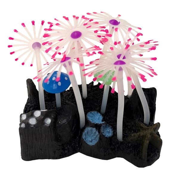 Fish Gear Glow Pink/Clear Mushrooms Silicone Aquarium Ornament