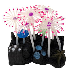 Fish Gear Glow Pink/Clear Mushrooms Silicone Aquarium Ornament