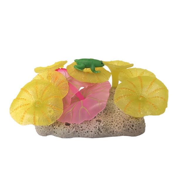 Fish Gear Glow Plant With Frog Silicone Aquarium Ornament