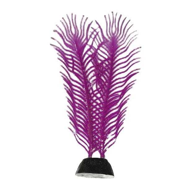 Fish Gear Glow Purple Peacock Feather Silicone Aquarium Plant (6")