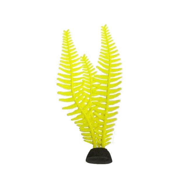 Fish Gear Glow Yellow Feather Algae Silicone Aquarium Plant (8")