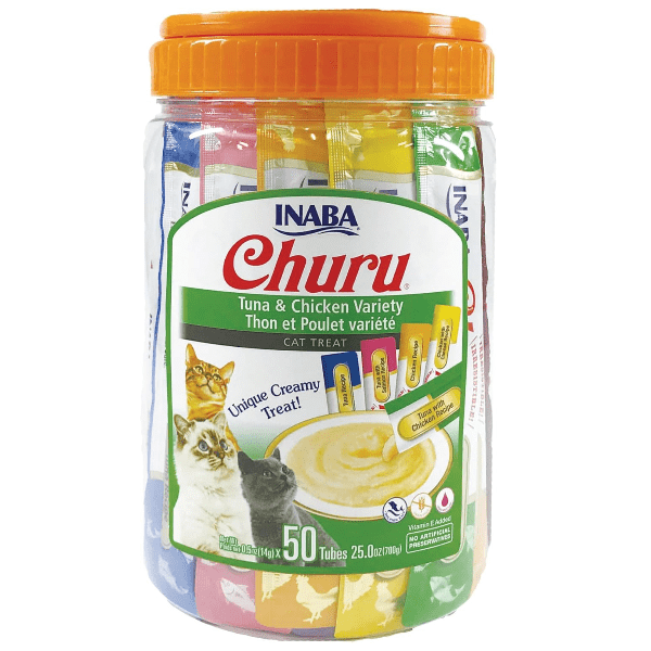Inaba Churu Chicken & Tuna Recipe Creamy Purée Cat Treat Variety Jar