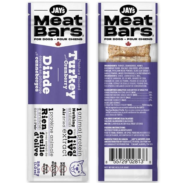 Jay's Meat Bars For Dogs; Turkey & Cranberry