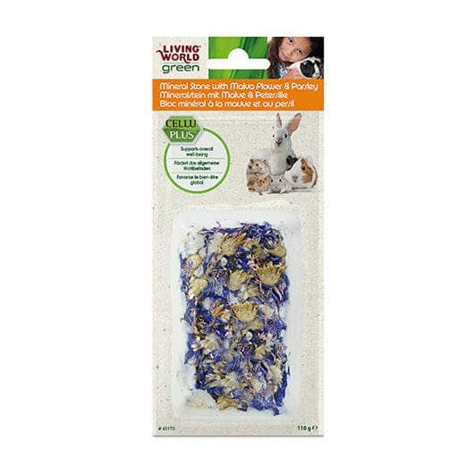 Living World Green Mineral Stone with Malva Flower & Parsley