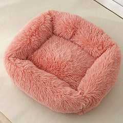 Square plush cat bed