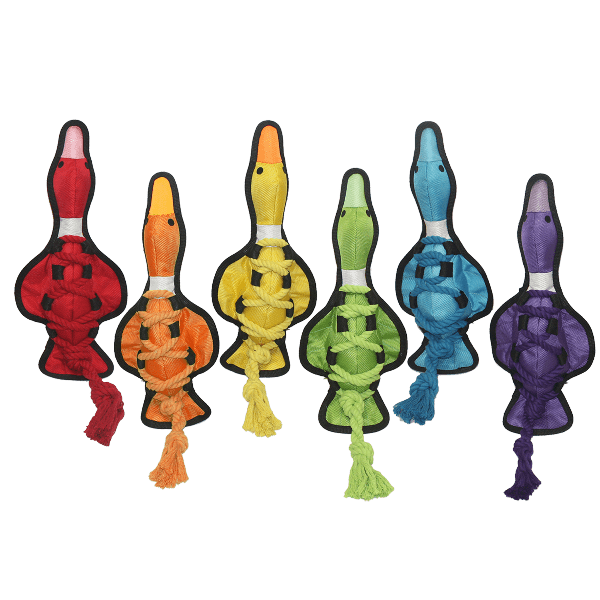 Multipet Cross-Ropes Duck Assorted Dog Toy