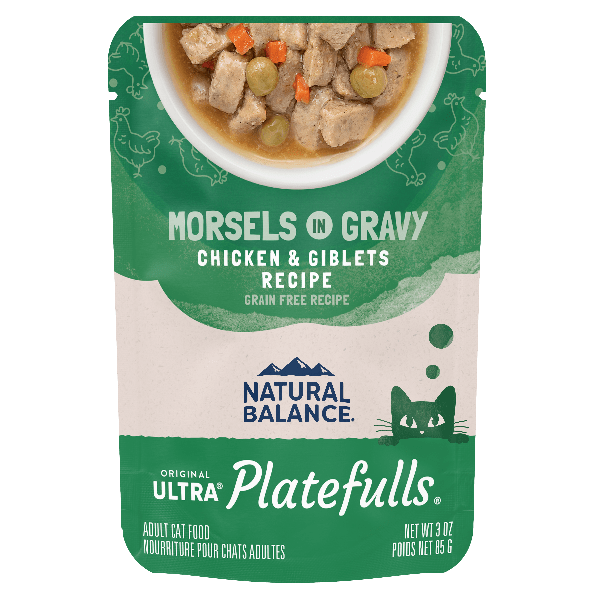 Natural Balance Platefulls Chicken & Giblets Recipe Morsels in Gravy Cat Food Pouch