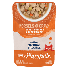 Natural Balance Platefulls Turkey, Chicken & Duck Recipe Morsels in Gravy Cat Food Pouch