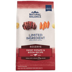 Natural Balance Reserve Sweet Potato & Bison Recipe Dry Dog Food, 22lb