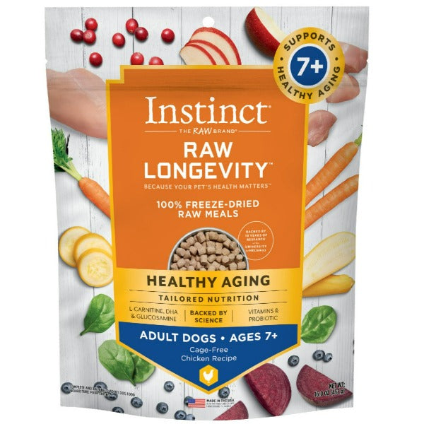 Instinct Raw Longevity Chicken Recipe 100% Freeze Dried Adult 7+ Dog Food, 16oz