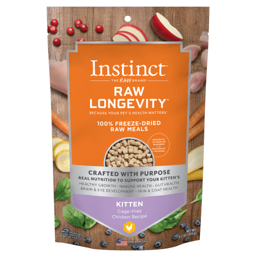 Instinct Raw Longevity Chicken Recipe 100% Freeze Dried Kitten Food, 9.5oz