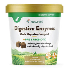 NaturVet Digestive Enzymes Plus Prebiotics & Probiotics Soft Chews for Dogs