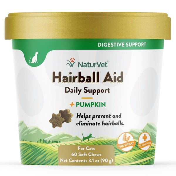 NaturVet Hairball Aid with Pumpkin Soft Chews For Cats