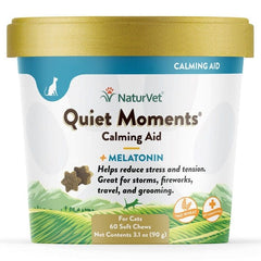 NaturVet Quiet Moments Calming Aid Plus Melatonin Cat Soft Chews