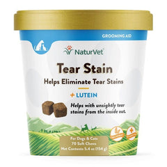 NaturVet Tear Stain Supplement with Lutein Soft Chews For Dogs & Cats