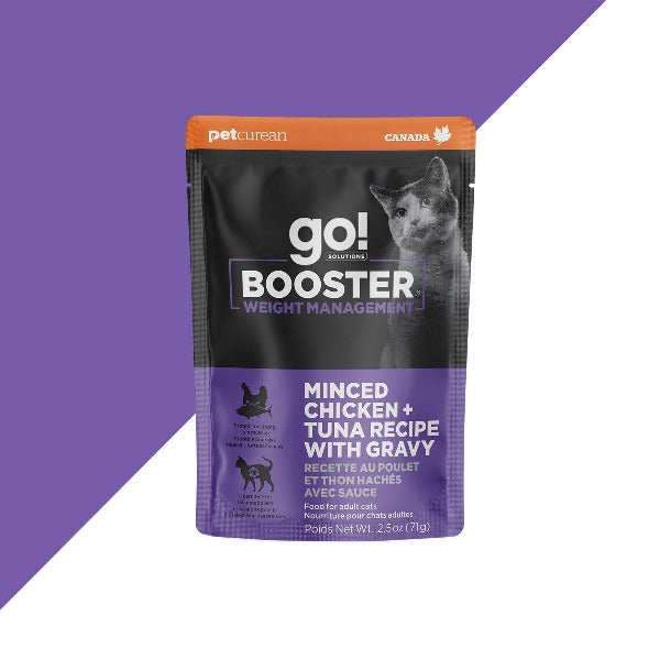 Go! Solutions Booster Weight Management Minced Chicken + Tuna with Gravy Wet Cat Food