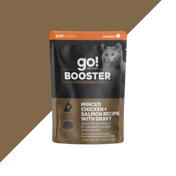 Go! Solutions Booster Brain Health Minced Chicken + Salmon with Gravy Wet Cat Food