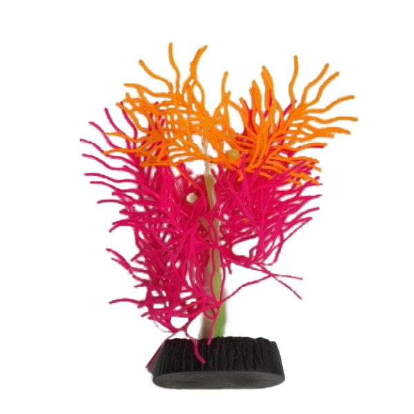 Fish Gear Glow Orange/Pink Seaweed Silicone Aquarium Plant (6")