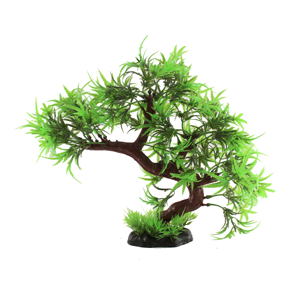 Fish Gear Green Spiked Leaf Bonsai Tree Plastic Aquarium Plant