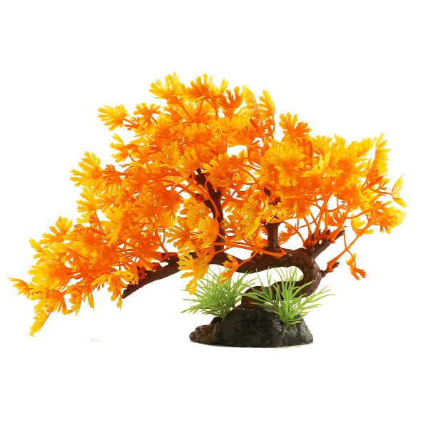 Fish Gear Orange Bonsai Tree Plastic Aquarium Plant