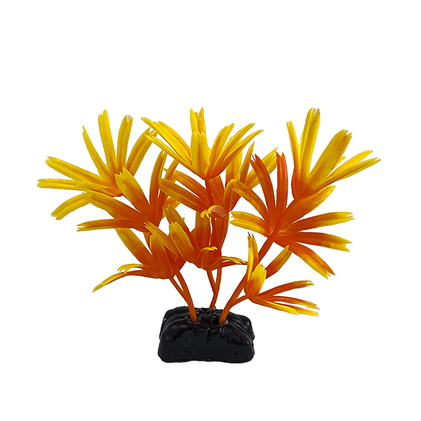 Fish Gear Orange Fan Palm Plastic Betta Plant (3")