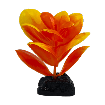 Fish Gear Orange & Yellow Anubias Plastic Betta Plant (3")