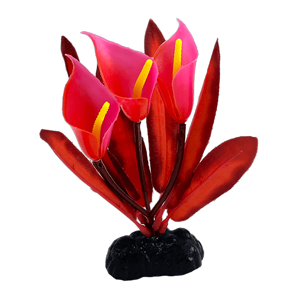 Fish Gear Red Peace Lily Silk Betta Plant (4")