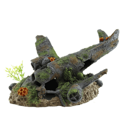 Fish Gear Sunken Plane Aquarium Ornament