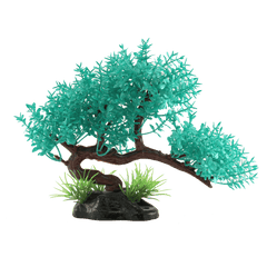 Fish Gear Teal Bonsai Tree Plastic Aquarium Plant