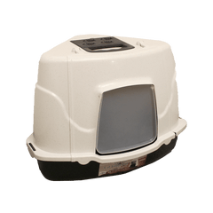 Here Kitty Hooded Easy Scoop Corner Litter Pan