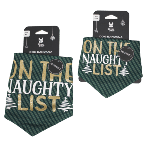 Silver Paw Reversible Christmas Bandana