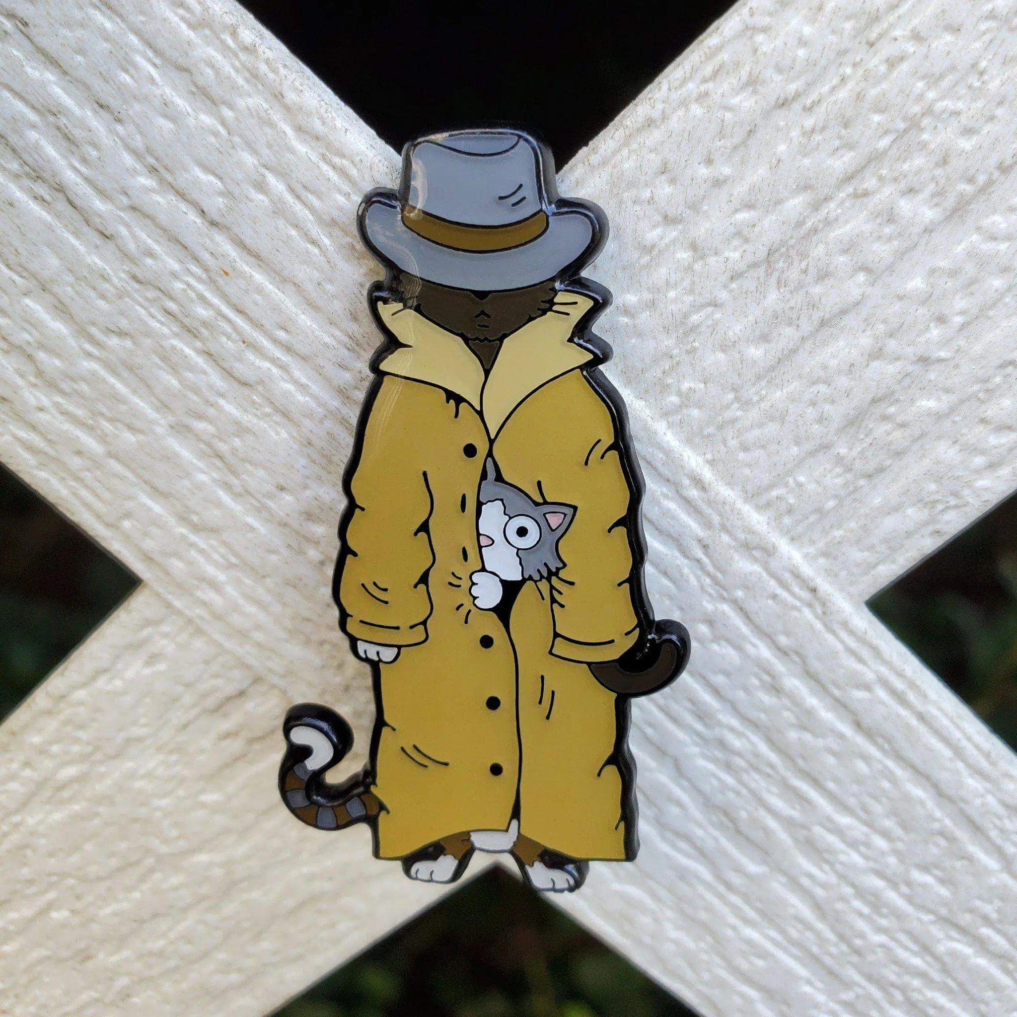 3 Cats in a Trench Coat Pin