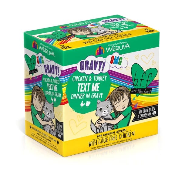 B.F.F. Text Me Chicken & Turkey Dinner in Gravy Pouch Cat Food; 12 Pack (SPECIAL ORDER ITEM)