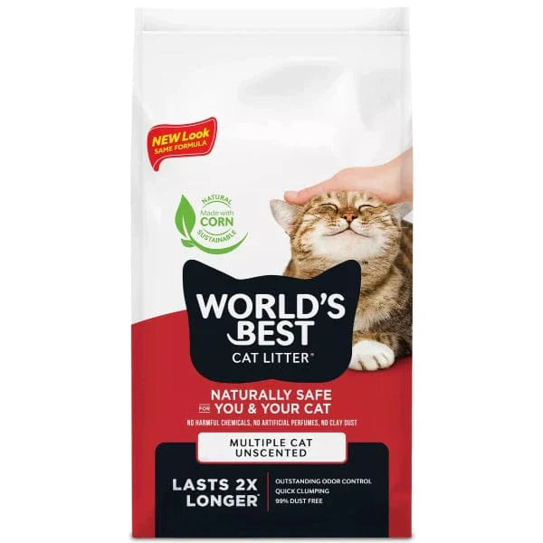 WORLD'S BEST Multi-Cat Unscented Clumping Cat Litter, 14lb